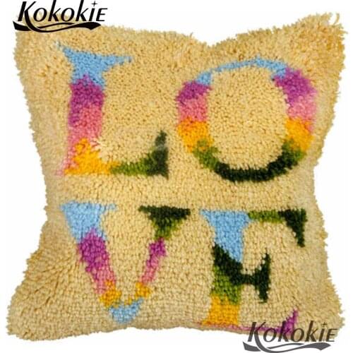 Love pillowcase embroidery Latch hook Cross Stitch Needlework set carpet cushion Crocheting Rug Kits yarnPatchwork Pillowcase