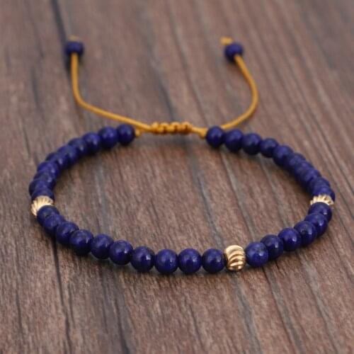 New Natural Stone Bead Bracelet Lapis Lazuli Charm Bracelet String Braided Bracelets Jewelry Gift