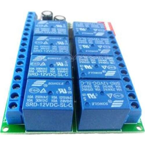 8 Channel DC 12V RS485 Relay Module Modbus RTU 485 Remote Control Switch for PLC PTZ Camera Security Monitoring