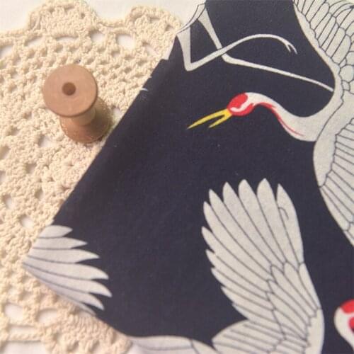 Japanese style white crane cotton and linen fabrics shirts,skirts, pants, cheongsams, Hanfu, tops,sofa towels and pillow fabrics