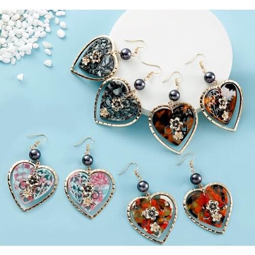 SophiaXuan Heart Drop Earring 2021 Hawaiian Polynesian Jewelry Vintage Flower Big Statement Hanging Dangle Earrings for Women