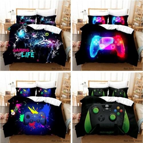 Spring Season Kids Cartoon Bedding Set Play Games Printed Duvet Cover Gamepad Bedspread No Sheet 140*210cm Size Boy Men Bed Line