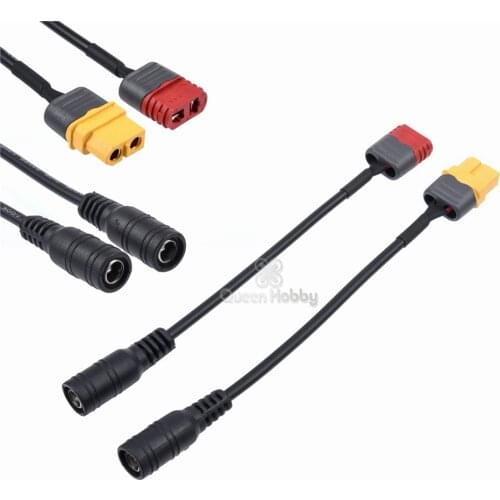 Amass XT60 / T Plug to DC 5.5/2.1mm Female Adapter Universal Power Cable for FPV Fatshark Skyzone Aomway Goggle DIY Part
