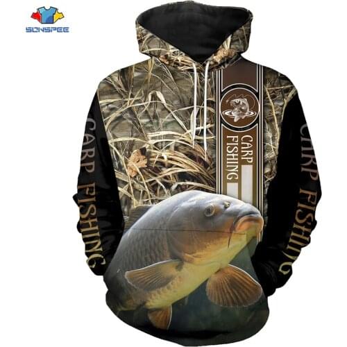 SONSPEE Men Women Anime Camouflage Hoodie Carp Fishing 3D Print Pullover Tops Sweatshirt Autumn Jacket Coat Suit Plus Size