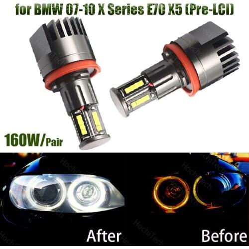 160w Led Marker Car Angel Eyes for BMW 2007-2010 X Series E70 X5 (Pre-LCI) White LED Halo Angel Eye Headlight Bulbs