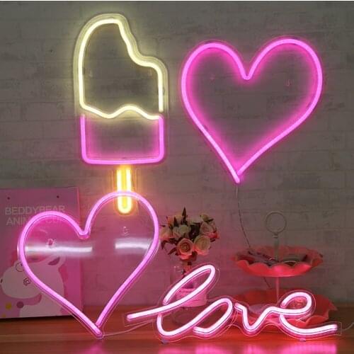 LED Neon Light Colorful Rainbow Neon Sign Lamp Hello Wall Sign Bedroom Decoration Hanging Night Lamp Home Party Wedding Decor