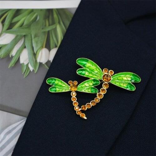 Vintage Enamel Dragonfly Animal Brooches Pin Glitter Exquisite Suit Bijoux Accessories