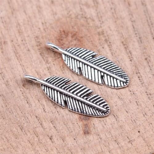 WYSIWYG 20pcs KC Gold Tone 20x6mm Feather Charms Pendant For Jewelry Making DIY Jewelry Findings
