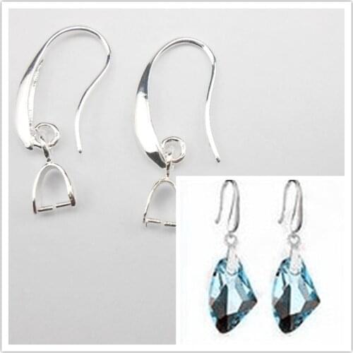 100PCS Wholesale Lot 925 Silver Color Jewelry Findings 925 Sterling Silver Color Earring Pinch Hooks Earwire For Crystal Pearl