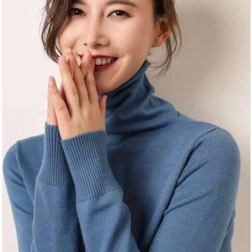 Women Turtleneck Sweater 2021 Autumn Winter Long Sleeve Knitted Jumper Tops Korean Style Solid Soft Warm Slim Pullovers Femme