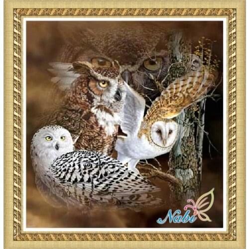 Animals owl full gear 5d diy pictures 4811R - Round Diamond embroidery cross stitch diamond mosaic painting