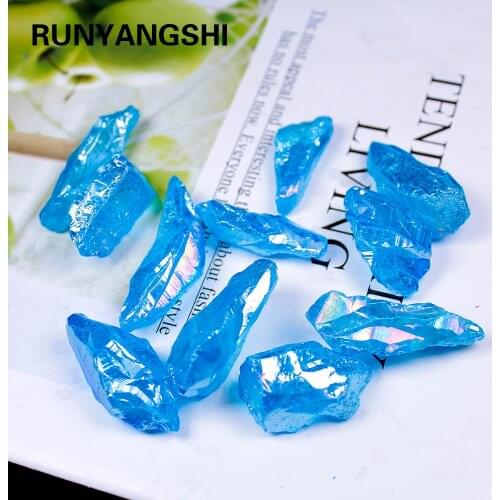 10-20g 1pc Natural Crystal Raw Healing Blue Stone Electroplate Quartz Specimens Rough Collectibles Gemstone Decoration