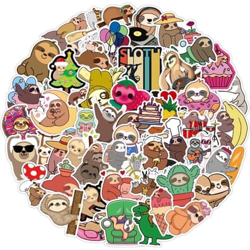 10/30/50pcs Cute Animal Sloth Stickers Suitcase Laptop Skateboard Phone Fridge Guitar Motorcycle Luggage Toy Kids Sticker Decal