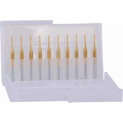 10pcs Titanium Coat Carbide 3.175X1.1X7mm PCB Carbide Tools, CNC Cutting Bits, Millinging Cutters