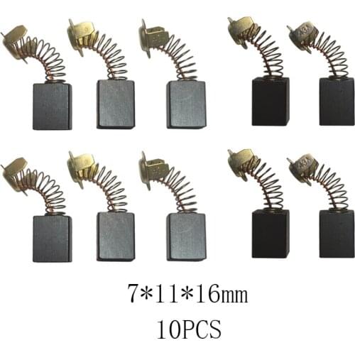 10PCS/lot 7×11×16mm Power Tool Graphite Copper Motor Carbon Brush Spare Parts for Electric Motors Graphite Brush Replacement