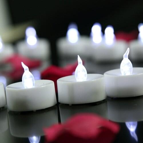 12pcs White Led Battery Operated Flameless Tealight Candle for Wedding Party Wedding Birthday Party Christmas Tea Light White