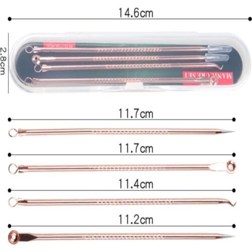 4 Pcs Acne Blackhead Remover Tool Kit Stainless Pimple Spot Comedone Extractor Beauty Clean Care Facial Nose Pore Cleanser