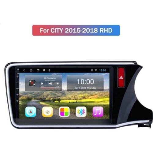 Android 10.0 System Quard Core 2G+32G WIFI HD 1024*600 Car GPS Nagavition For HONDA CITY 2015- RHD With Radio