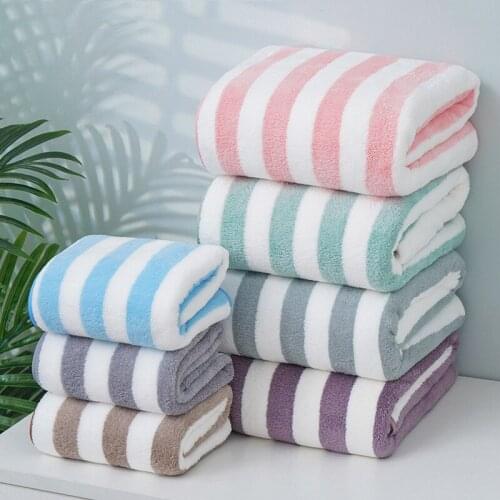 Wide Stripe Bath Towel Beach Towel Coral Velvet Soft Household Large Bath Towel Can Be Worn And Wrapped For Lovers L1 L1 L1 L L1