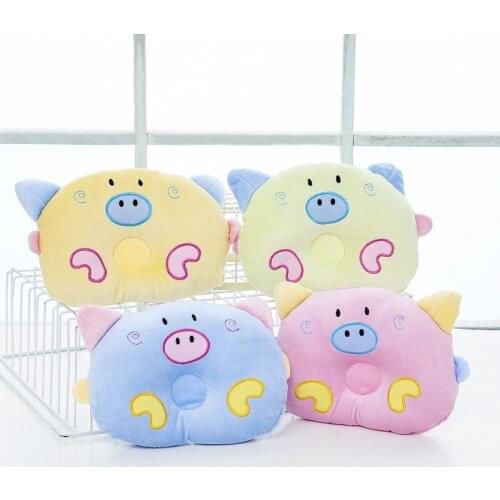 Crystal Velvet Newborn Stereotype Pillow Cartoon Embroidery Baby Pillow Anti-Eccentric Piggy Pillow Comfortable Nursing Pillow