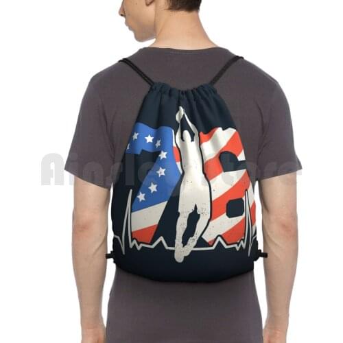 Basketball 76 Backpack Drawstring Bag Riding Climbing Gym Bag Basketball Heartbeat Player Usa Flag Number Sport Athlete 76