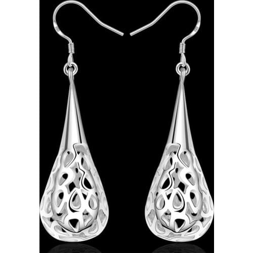 Free Shipping!!Wholesale silver plated Earring,925 jewelry silver,Hollow Waterdrop Earrings SMTE337