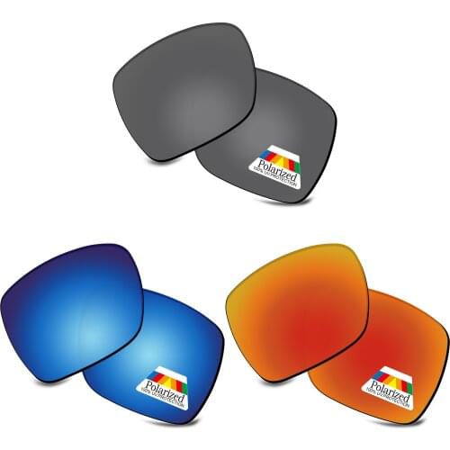 Bwake 3 Pairs Black & Blue & Fire Red Polarized Replacement Lenses for-Oakley Dispatch 1 OO9090 Sunglasses Frame