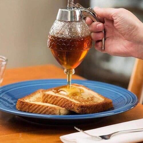 Juice Syrup Cup Bee Honey Drip Dispenser Kettle Kitchen Accessories Honey Jar Container Storage Pot Stand Holder Squeeze Bottle