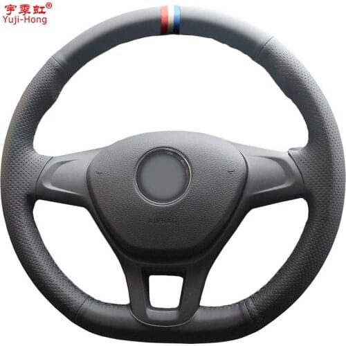 Yuji-Hong Artificial Leather Car Steering Wheel Covers Case for Volkswagen VW Golf 7 2014 DIY Hand-stitched Cover