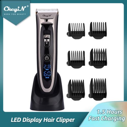 Professional Rechargeable Hair Clipper Men Kids Electric Hair Trimmer LED Display Low Noise Adjustable Hair Cutting Machine 35