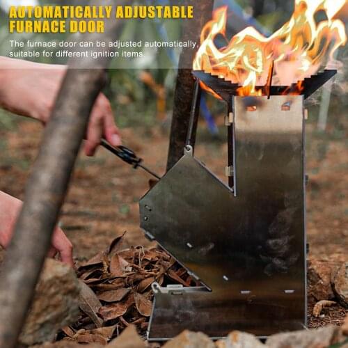 Wood Stove Lightweight Folding Wood Stove Collapsible Wood Burning Stainless Steel Rocket Stove Picnic Cooking Furnace