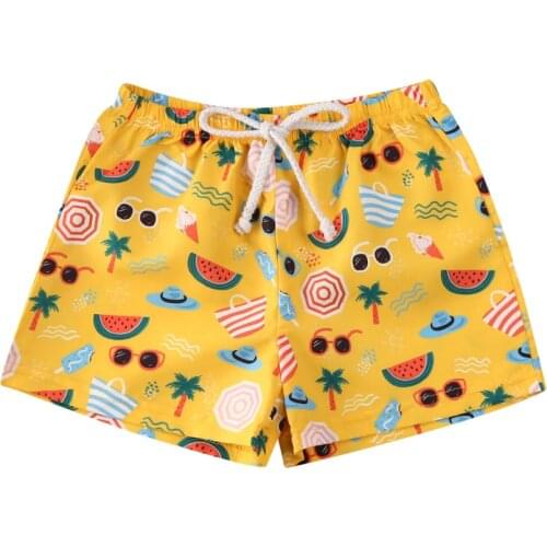 Children Beach Shorts Toddler Kids Baby Boy Swim Trunks Quick Dry Cartoon Printed Elastic Waist Shorts Summer Swimwear 6M-4Y