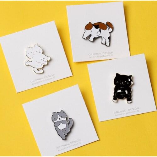 Cartoon Cat Enamel Pins Custom Cat Banners Letter Brooches Bag Lapel Pin Cute Animal Badge Jewelry for Friends