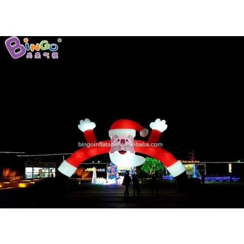 FACTORY OUTLET 12x7.3mh inflatable lighting Santa Claus archway customized Christmas LED arches