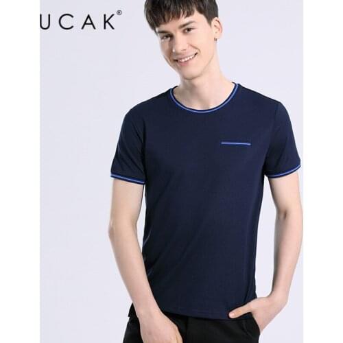 UCAK Brand Classic Solid Color O-Neck Silk T Shirt Men Clothes Summer NEW Arrivals Streetwear Casual Tshirt Male Homme U5619