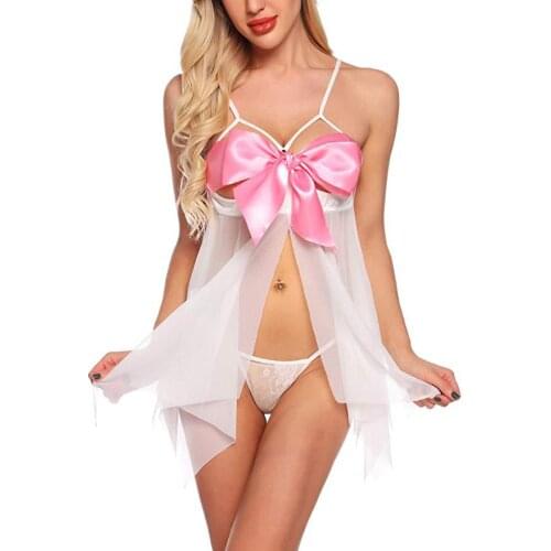 Hot Sexy Lingerie Babydoll Erotic Underwear Red Bow Women Porno Sleepwear Temptation Pajamas Sex Toys Christmas Gift For Women