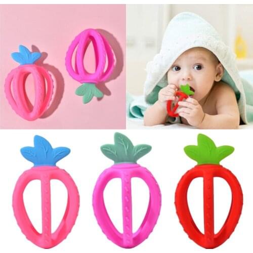 Food Grade Silicone Baby Teether Strawberry Shape Newborn Nursing Teething Toys Rodent Chewing Molar Teether BPA Free