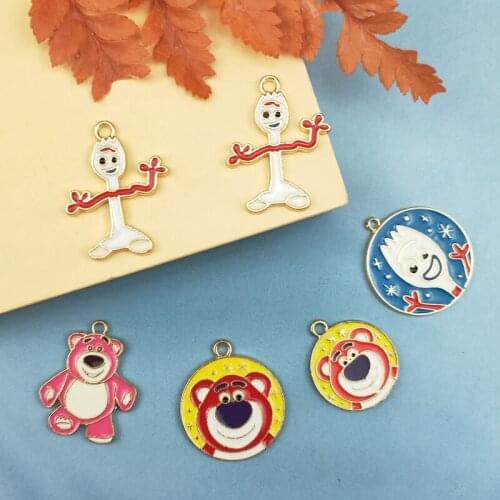 JeQue 10pcs Cartoon Figure Enamel Charms Oil Drop Metal Bear Animals Pendants DIY Necklace Earring Bracelet Jewelry Accessories