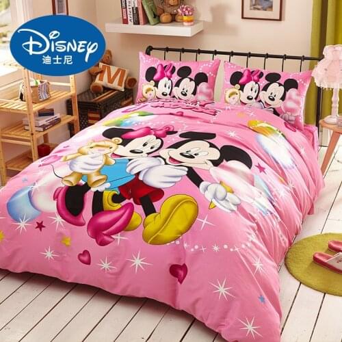 Disney Mickey Minnie Mouse bedding set Quilt/Duvet Cover Flat Sheet Twin Queen Bed Linen Pillowcases Children Adult Bedding Set