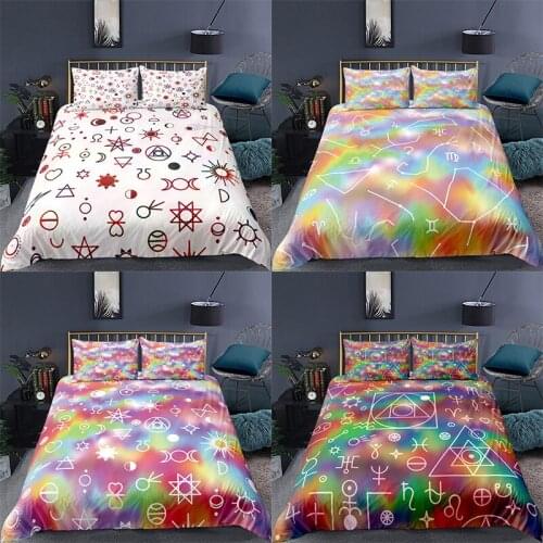 Constellation Symbol Bedding Set 2/3Pcs Duvet Cover & Pillowcase(s) 3D Printed Quilt Cover Home Textile Gift