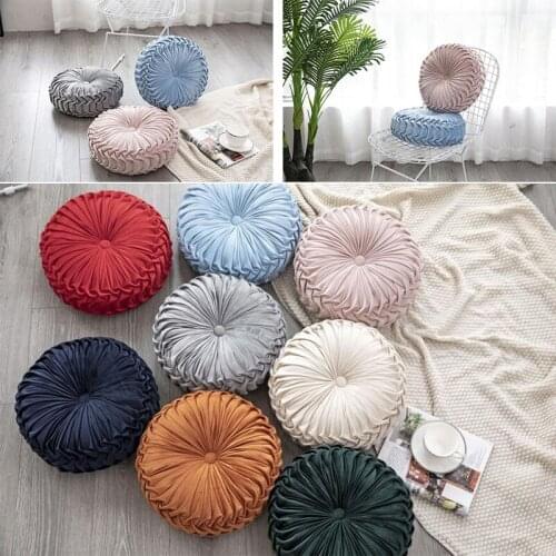 Round Seat Cushion Solid Plush Fabric Back Sofa Bed Pillow Filling With Polyester Multi-Color European Style Decor 35*35*10cm/Pc