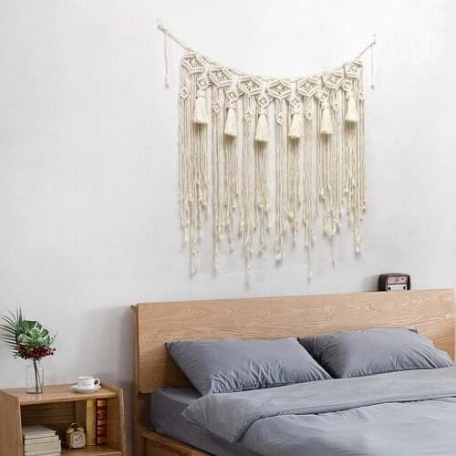 80X90cm Lace Tassel Door Curtain Hand-woven Tapestry Bohemia Style Living Room Wedding Background Hanging Decoration Tapestry