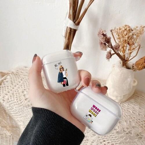 Fashion Boss Work Hard Girl Clear TPU silicone Bluetooth Airpod Case For Airpods 2 Airpods1 Airpods pro 3 TPU soft cover