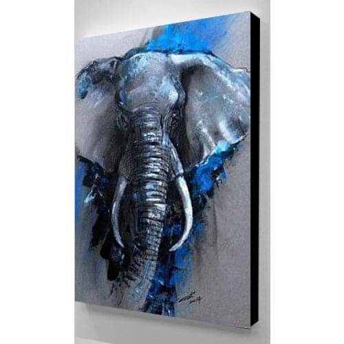 HD Print Elephant Modular Blue Picture Canvas Animal Cool Painting Poster For Gifts Living Room Home Decor Wall Art Framework