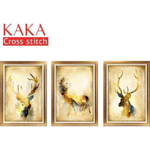 KAKA Cross stitch kits,Embroidery needlework sets with printed pattern,11CT-5D canvas for Home Decor Painting,animals CKA0052