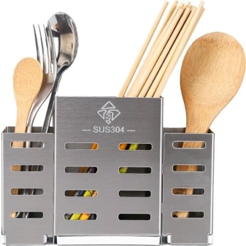 304 Stainless Steel Chopsticks Cage Wall Mounted Kitchen Spoon Storage Box Rack Drain Chopsticks Holder for Kitchen Suppliers