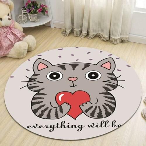 New Arrive Cartoon Cat Animals Round Mat Tapete For Living Room Bedroom Home Decor Carpet Rug Children Kids Soft Play Mat