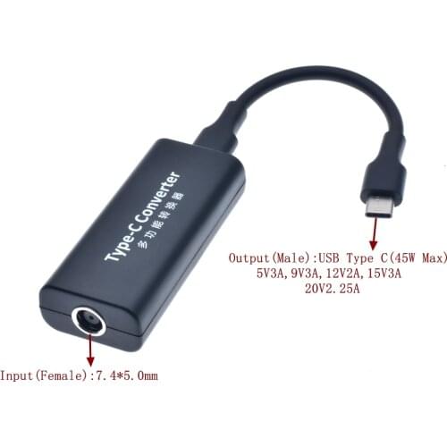 Laptop Power Jack Connector Dc Adapter Charger Converter for Macbook HP 7.4x5.0mm Female to USB Type C Adaptor Male