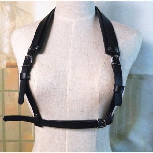 Men Women Unisex Handmade Punk leather material harness double straps waist belt leather Suspenders belt Two straps waist belt