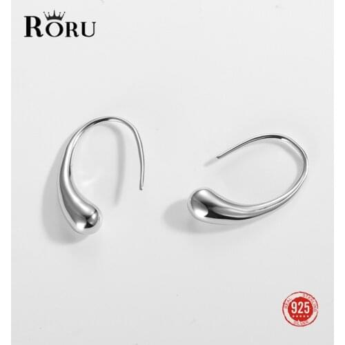 925 Sterling Silver Earrings Smooth Water Drop Shape Ear Hook for Women Simple Stylish Ear Jewelry Fine Gift